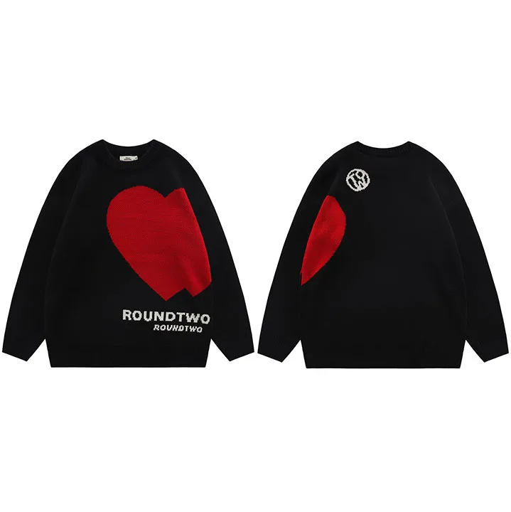  Men Streetwear  Double Heart Graphic Hip Hop   Japan  Pullover Casual Cotton  U - £157.99 GBP