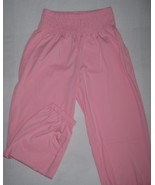 New Dokotoo Pink High Smocked Waist Casual Pants Side Pockets Flowy Yoga Jogger - $14.80