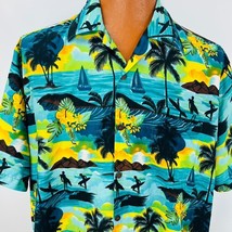 Alvish Hawaiian Aloha XL Shirt Surfers Beach Palm Trees Sailboats Island - £31.89 GBP