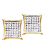 14k Yellow Gold Womens Round Diamond Square Cluster Earrings 3/8 Cttw - $561.35 CAD