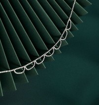 Rhinestone Bib Collar Necklace - silver, sparkling, platinum plated, statement - £31.65 GBP