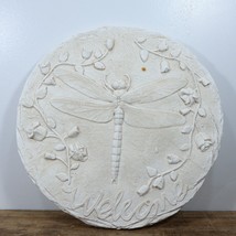 Dragonfly Flowers Roses Plaster  Chalkware Welcome Plaque 10in Wall Hanging - £14.05 GBP