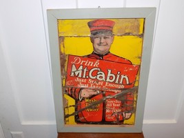 Vintage Drink Mt. Cabin Beverage Metal Sign in wood frame - $5,074.73 MXN