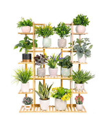 9-Tier Bamboo Plant Stand Rack Holds 17 Flowerpots, Indoor/Outdoor Displ... - £61.13 GBP