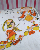 Sweet Vintage  Old King Cole A Merry Old Soul Soft 1970&#39;s Baby Receiving Blanket - £9.48 GBP