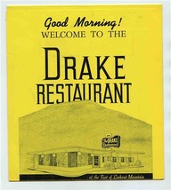 Drake Restaurant Menu Foot of Lookout Mountain Chattanooga Tennessee 1970&#39;s - £25.32 GBP