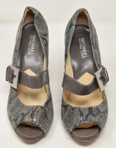 Michael Kors Womens Pump Heels Peep Toe Snakeskin Gray 8M - £31.65 GBP