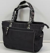 Gianni Black Polyester Bag Purse White Stitching Baguette Handbag - $7.91