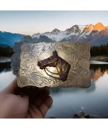 Cowboy Rodeo horse head on Karman Inc Nickel Silver belt buckle - $17.63 CAD