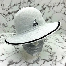 Men’s White Black Tropic Wide Brim Stripe Casual Hat - $98.00