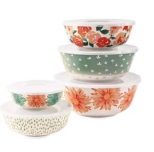 Ten (10) Pc. Nesting Bowl Set ~ Melamine ~ CREAM ~ Multi-Colored ~ HV021... - $56.10