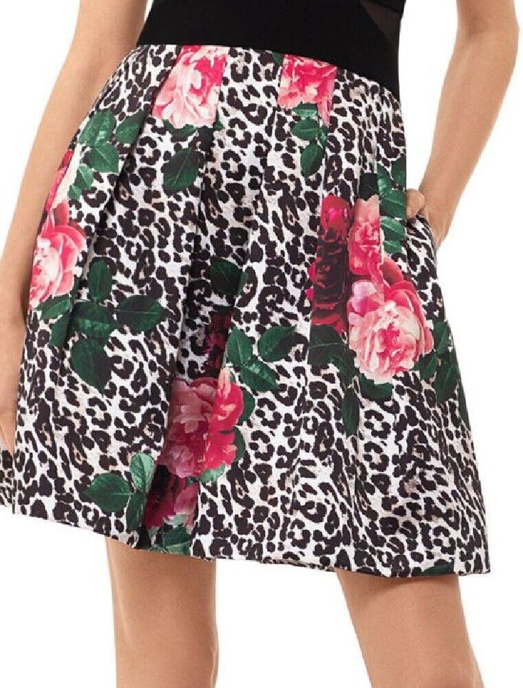 Xscape Black Printed Spaghetti Strap V Neck Fit And Flare Dress-Size 10 Item image 4
