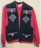 One Of A Kind Handmade Pink 80s 90s Sweatshirt DenimVest Size XL Open Fr... - $57.52 CAD