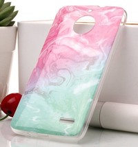 For Motorola Moto E4 - TPU Rubber Skin Case Cover Pink Mint Green Marble Pattern - £13.58 GBP