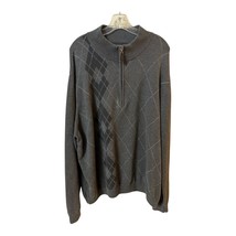 Walter Hagen Men’s Quarter-Zip Argyle Pullover Sweater XXL Gray Golf Casual - €18,52 EUR