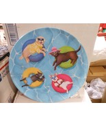 Round Melamine Plate Dish 11&quot; - Dogs Sunbathing On Ring Floats - $163.27 MXN
