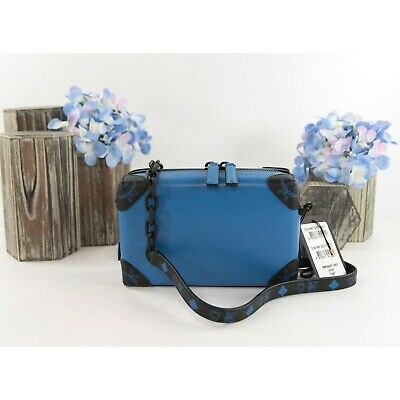 Primary image for MCM Vallarta Blue Leather Soft Berlin Mini Convertible Crossbody Bag NWT