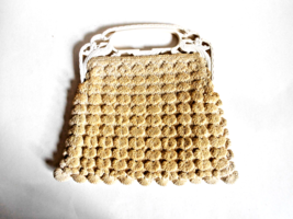 Vintage Ivory Cloth Purse with Plastic Handle - £11.62 GBP