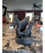4.5&quot; resin ebony dragon black tealight holder - $7.92