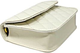 Mini Quilted Faux Leather Belt Crossbody Bag For Women White Golden Chain Strap image 7