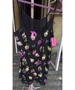 Betsey Johnson Luscious Lite Slip Medium PJs black Floral - $39.59