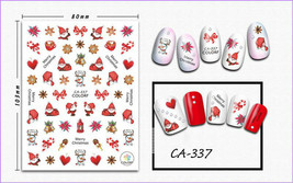Nail art 3D stickers decal red flower santa heart bells merry christmas CA337 - £2.56 GBP