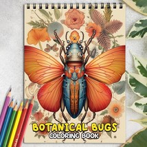 Botanical Bugs Spiral-Bound Coloring Book for Adult, Easy and Stress Relief - £14.41 GBP