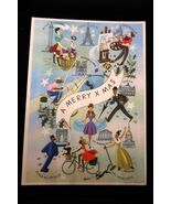 Vtg WWII Paris Christmas Card Photolith Litho Louis Delaporte Opera Notr... - $35.02 CAD