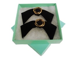 2 Shoe Clips. Black Felt Bow, Gold Rings, Vintage Fashion Accessories, J... - £7.68 GBP