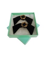 2 Shoe Clips. Black Felt Bow, Gold Rings, Vintage Fashion Accessories, J... - £7.72 GBP