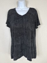 Apt. 9 Womens Size L Black Dot Stretch V-neck T-shirt Short Sleeve - £5.95 GBP