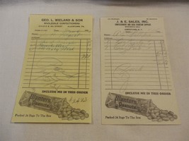 Vintage 1935 Planters Peanut Mr Peanut Paper Store Invoices Set of 2 - $7.95