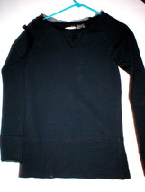 $88 LinQ Womens Top Black Small New Silk trim Lin Q S Modal Shirt Long S... - £46.71 GBP