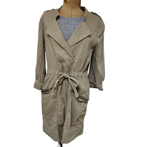 Elie Tahari Dress Womens 12 Olive Green Safari Style Faux Leather Trim Midi - £24.27 GBP