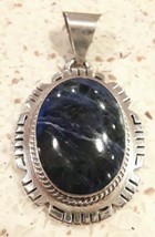 Large TAXCO .925 Sterling Silver Blue Agate Native Pendant - Free Shippi... - £63.19 GBP
