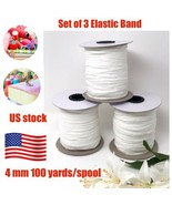Set Of 3 Flat Elastic Braided for face mask 4 mm 100 Yards DIY Ear Band ... - £36.68 GBP