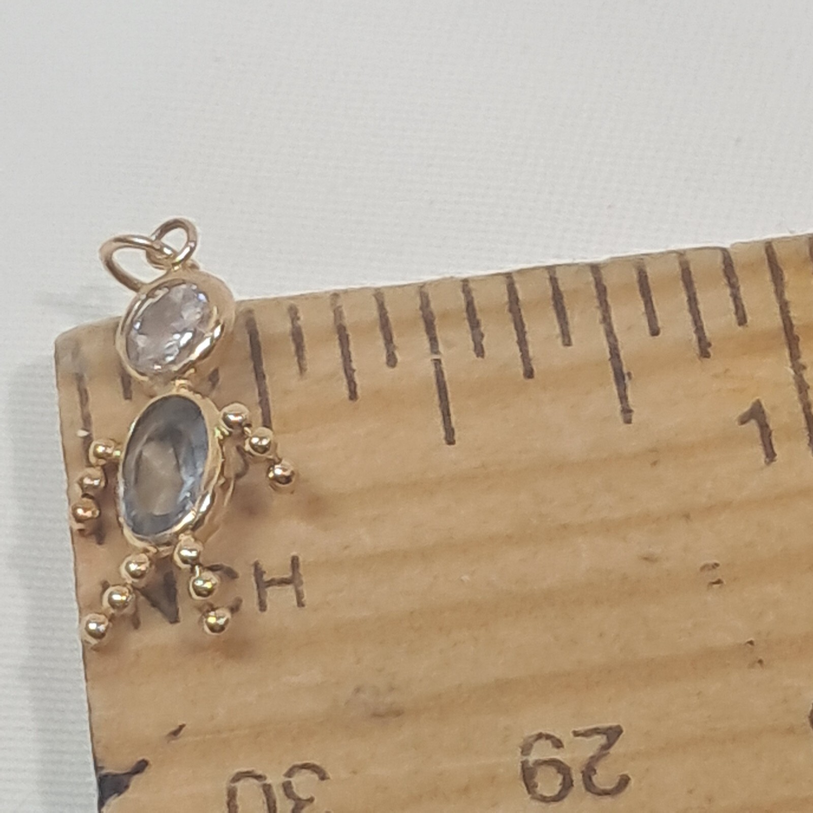 Birthstone baby Boy Charm Pendant Blue March 10K gold boy faux Aquamarine Y2k Item image 4
