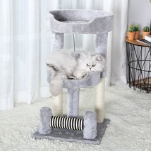 Gray Paw Print Cat Climbing Frame with Sisal Grinding Claw Toy - All-in-One Cat - £153.13 GBP