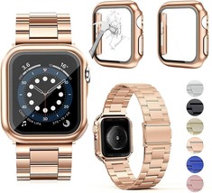 Compatible with Apple Watch Band 38mm with 2Pcs Case, Stainles (38mm, Rose Gold) - £12.92 GBP