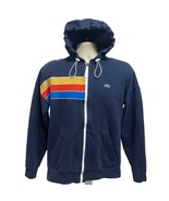 Lacoste Sport Mens Navy Blue Striped Zip Up Hoodie Sweatshirt Jacket Sma... - £62.27 GBP