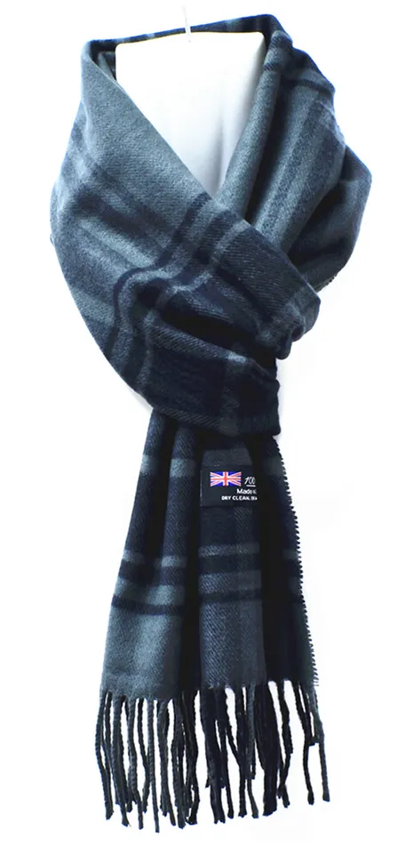 Mens Womens Winter Warm 100% CASHMERE Scarf Scarves Plaid Wool Gray black - £10.20 GBP
