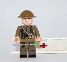 Minifigure Custom Toy British Medic WW2 Army Soldier with stretcher C - £5.29 GBP