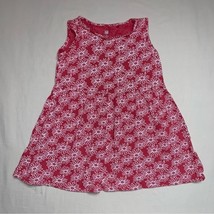 Pink White Floral Fit &amp; Flare Dress Girls 4-5 Sun Dress Lightweight by Uniqlo - £13.31 GBP