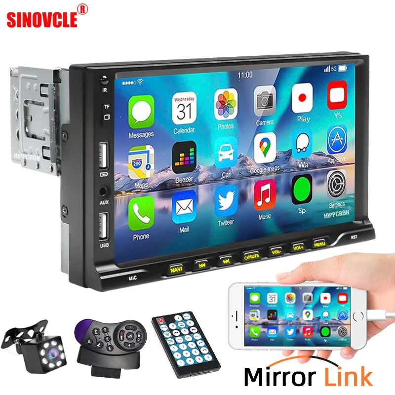 SINOVCLE 1 Din Car Radio MP5 Multimedia Player 7&quot;  HD Touch Screen FM Aux Input - £43.71 GBP+