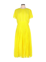 NWT J.Crew Midi in Bright Kiwi Yellow Embroidered Chiffon Short Sleeve Dress 2 - £71.67 GBP