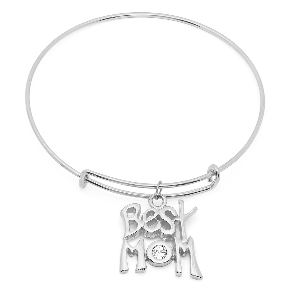 PIATELLA Stainless Steel best mom charm bracelet adorned Swarovski Crystals - $10.99
