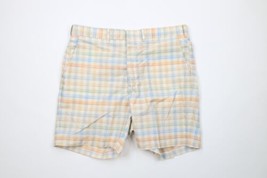 Deadstock Vtg 60s 70s Streetwear Mens 34 Above Knee Chino Shorts Pastel Plaid - £47.44 GBP