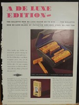 Full Color Ad 11&quot; x 8&quot; Gillette New De Luxe Razor Blade page only safety... - €14,63 EUR