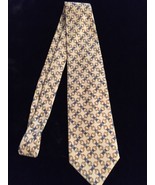 Brooks Basics Men&#39;s Tie Pure 100% Silk Made In The Usa Cream And Blue  - £12.38 GBP