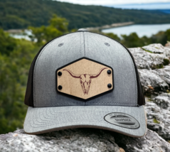 Longhorn Sku Hunter Collection Wood Leather Patch Trucker Hat Patriotic ... - £17.56 GBP